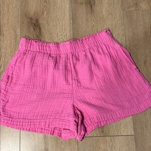 GAP Bright Pink Gauze Elastic-Waist Athletic Shorts